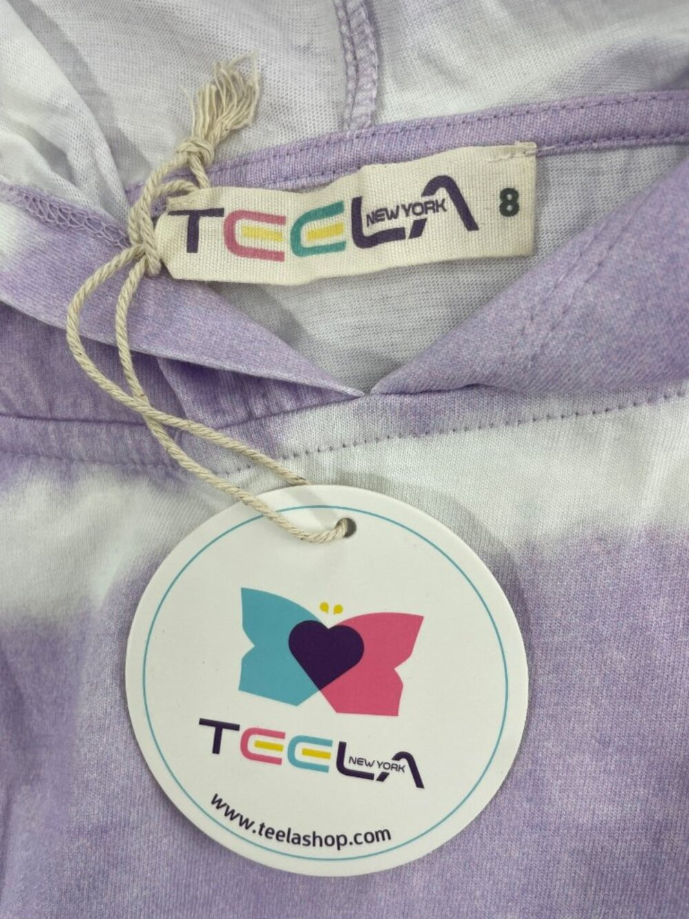 Teela NYC Purple Tie-Dye Hooded Dress Anchor Patch Cute Girls Size 8 MSRP$51 NWT - Picture 5 of 8